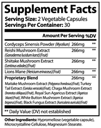Stellar Health Labs 10-Mushroom Blend Capsules — Lion's Mane, Reishi, Cordyceps, Chaga, Maitake, Turkey Tail, Shiitake — 60 Vegetable Capsules