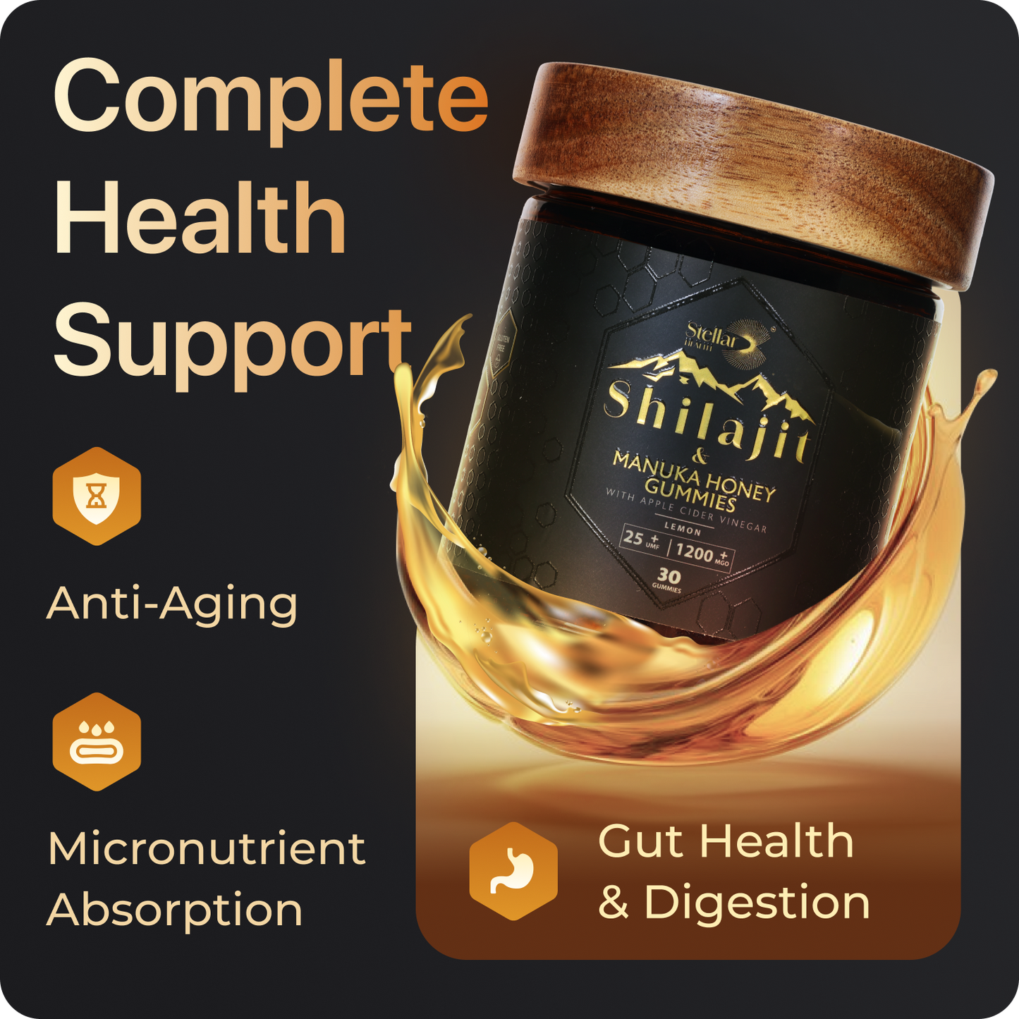 Shilajit and Manuka Honey Gummy With Apple Cider Vinegar - Lemon